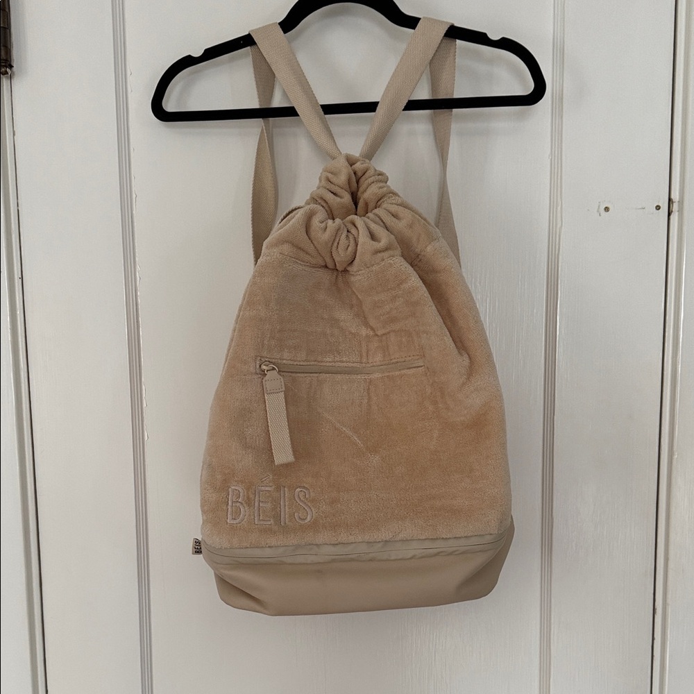 Beis Beige Terry Drawstring Backpack - image 1